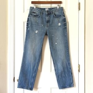 Calvin Klein Jeans Retro Medium Wash High Rise Distressed Straight Leg Jeans 30